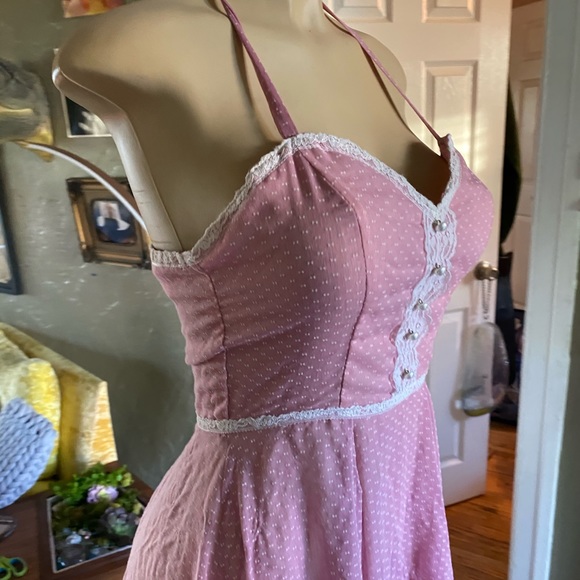 Vintage Gunne Sax blush w/ lace halter maxi dress - Picture 7 of 16